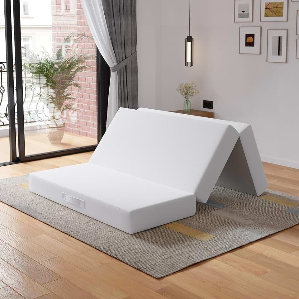 Novilla Foldable Mattress Queen | 6 inch Folding Mattress Floor Sofa | Trifold Mattress Suitable for Murphy Bed, Day Bed, Camping, RV | High Support | Certified Material | 80"x60"x6"