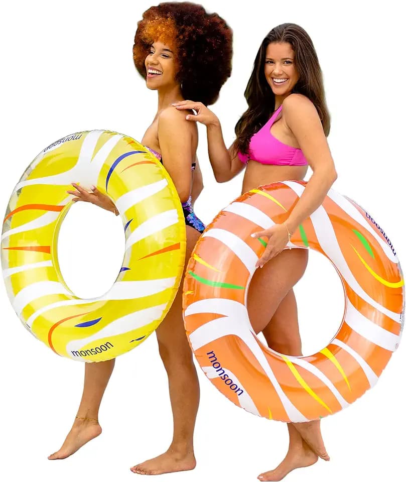 Monsoon [Citrus] 2-Pack Luxury Pool Floats Swimming Float Beach Tube Floaties Ring Tubes