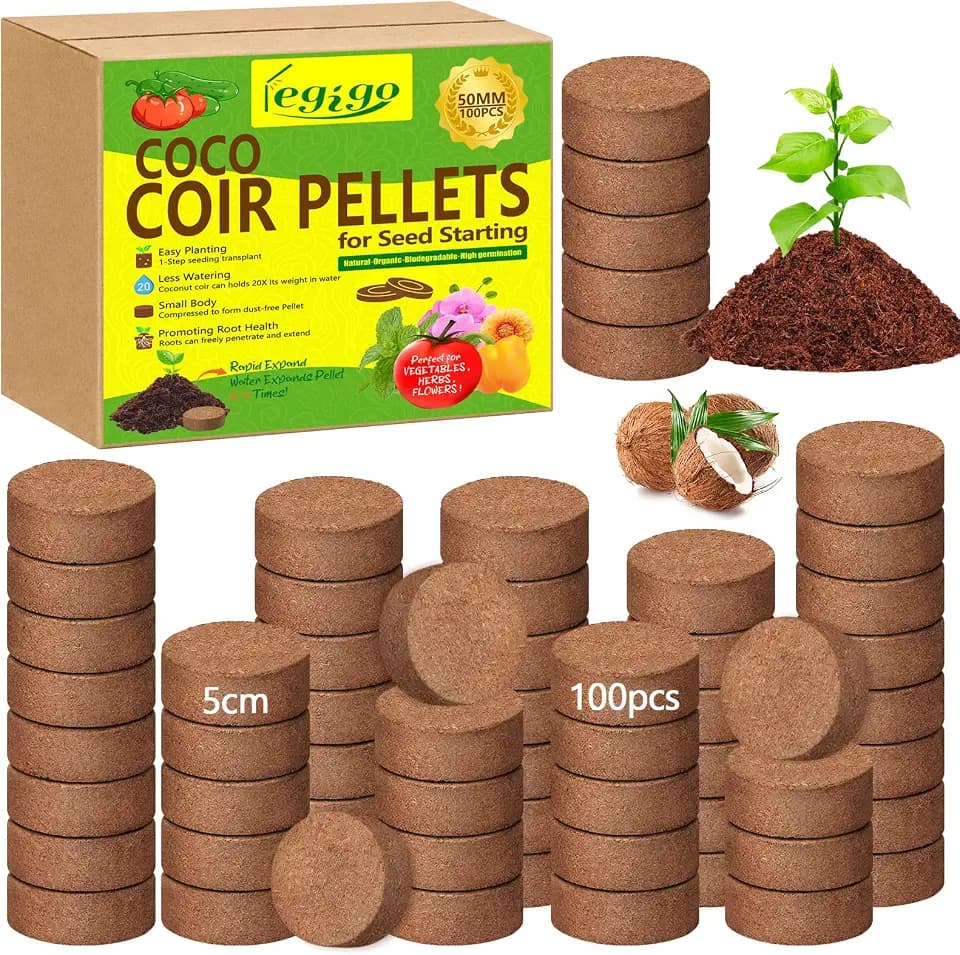 Legigo 100 Pcs 50mm Coco Coir Pellets Organic Seed Starter Soil Potting Mix