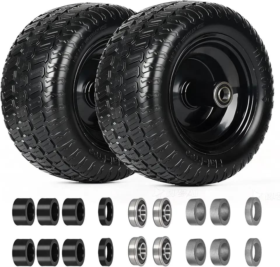 11x6.00-5 Flat Free Lawn Mower Tires and Wheel, for Zero Turn Mower