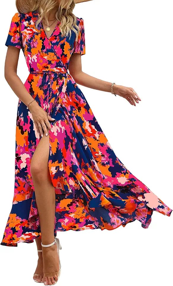 PRETTYGARDEN Women's Boho Floral Summer Maxi Dresses