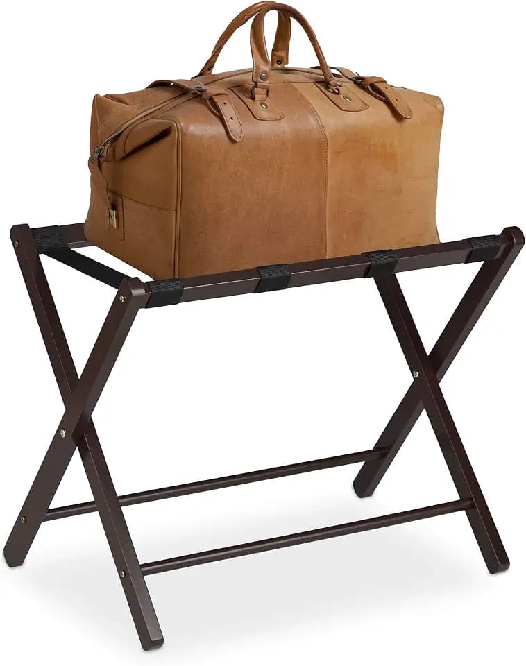 Relaxdays Kofferständer klappbar, Kofferablage, HBT: 54,5 x 66 x 44 cm, Holz, Kofferhocker für Hotel & Zuhause, Farbwahl