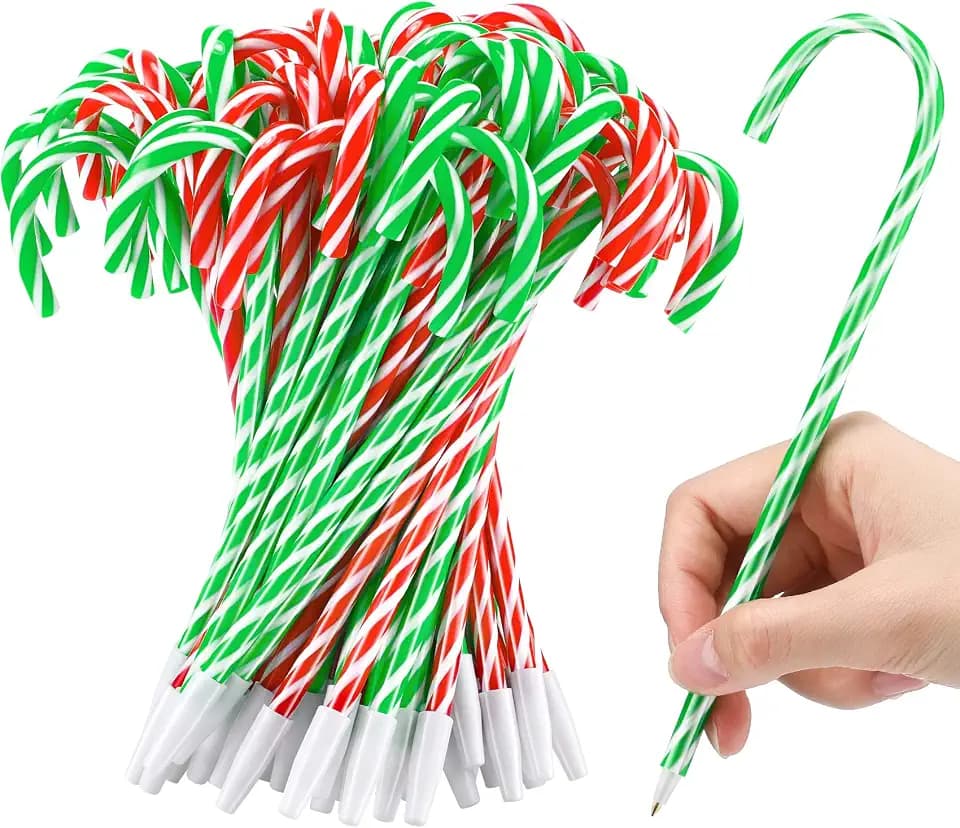 Crtiin 160 Pcs Christmas Candy Cane Pens Red Green Ballpoint 0.7mm
