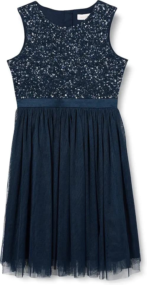 Maya Deluxe Mädchen Midi Dress for Girls Sequins Embellished Party Tutu Bridesmaids Wedding with Belt Bow Kleid