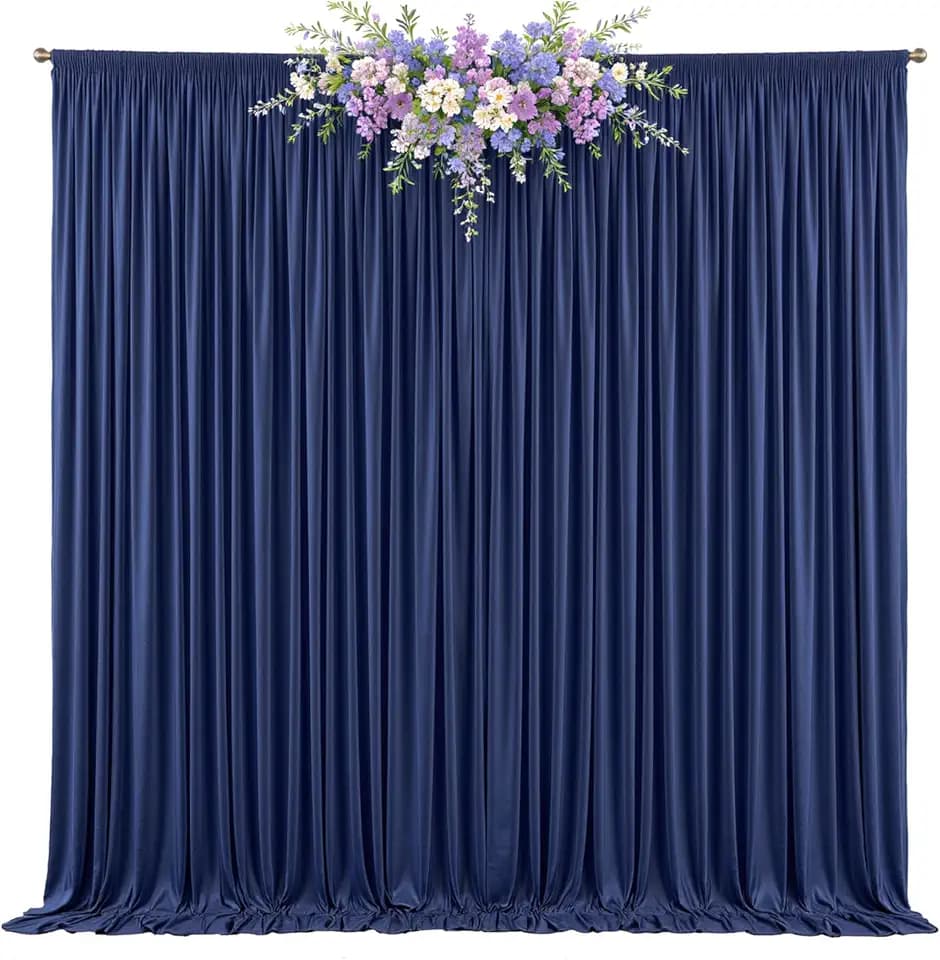 10ft x 8ft Photo Backdrop Curtains Navy Blue Wrinkle-Free Polyester Fabric Backdrop Drapes for Wedding Baby Shower Birthday Party Photography Background Decoration