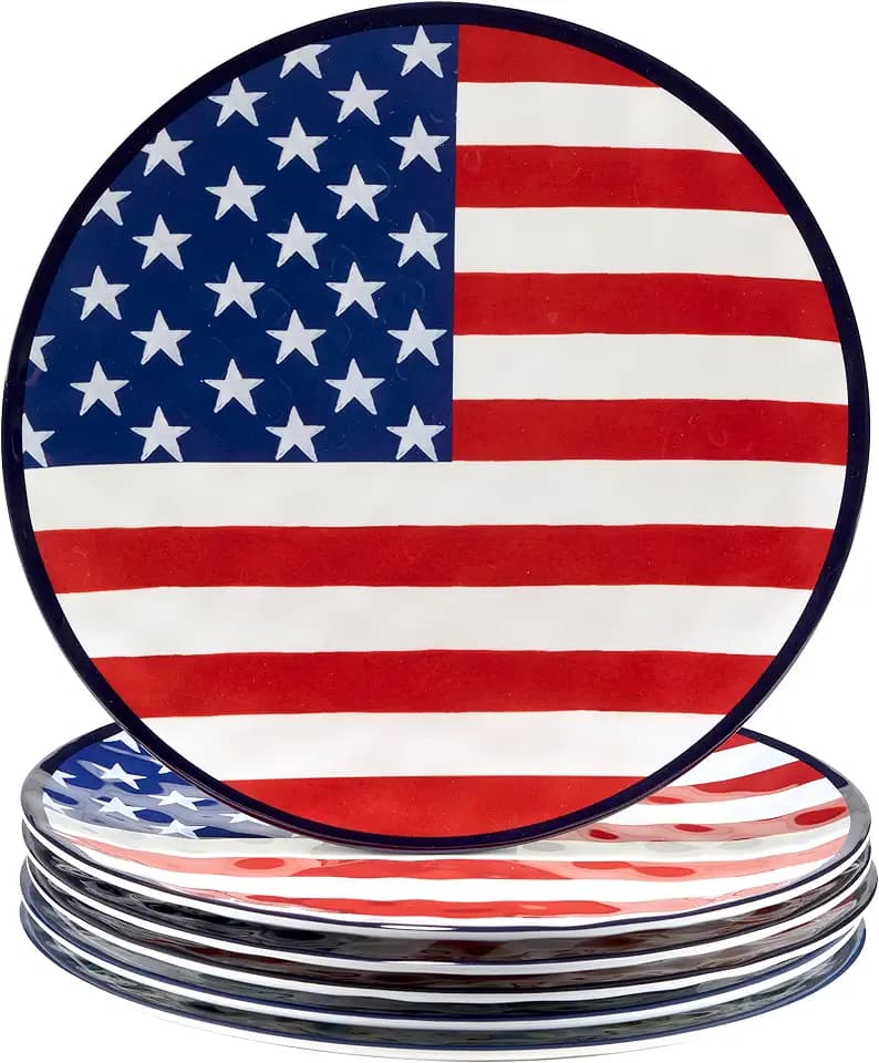 Certified International Stars & Stripes 11" Melamine Dinner Plate, Set of 6