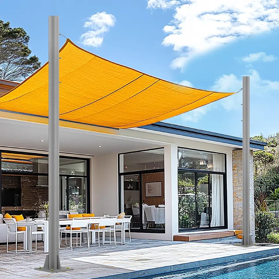 2 Pack Sun Shade Poles, 10 FT Outdoor Sun Shade Poles for Deck, 2.4" Diameter Steel Heavy Duty Shade Pole Kit for Outdoor Terraces, Ground and Backyards, Deep Grey Three Ring Shade Sail Poles