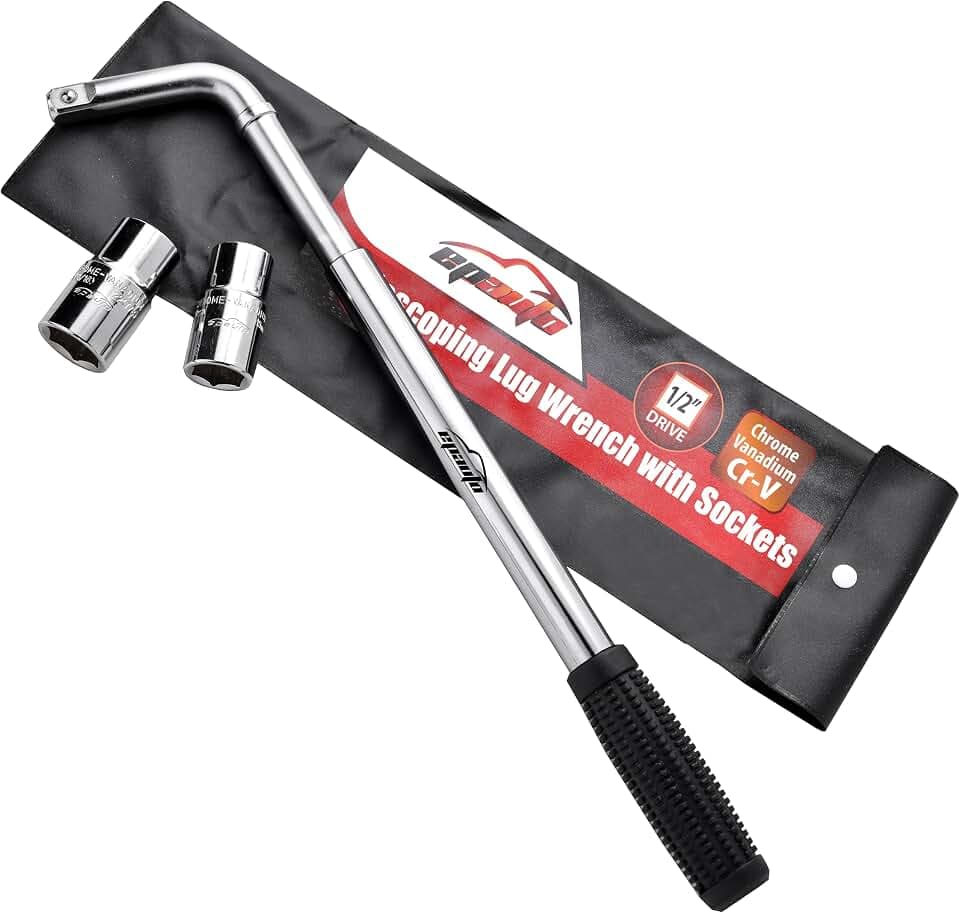 EPAuto Telescoping Lug Wrench, Wheel Wrench, CR-V Sockets (17/19, 21/22mm)