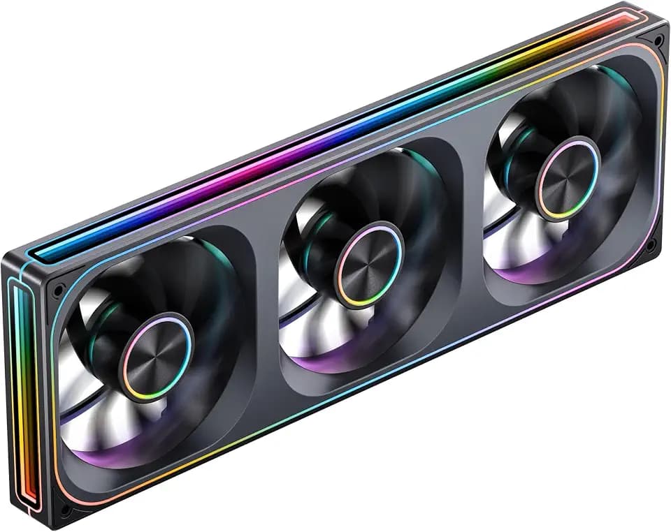 ​JONSBO ZA-360BR (Reverse) PC Case Fan,All(3)-in-One,Single Frame Unit 120mm ARGB Fan,PWM,Reverse Blade Silent Fans with 4-Sides Infinity Mirror,28mm Thick Multiple Led Beads,Installation Ref to Tips
