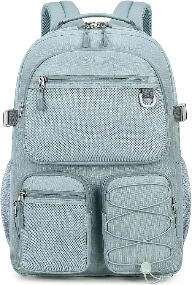 Lohol Multi-Pocket Backpack for Middle High School College, Water Resistant Bookbag Travel Daypack for Teen Girls Boys, Blue