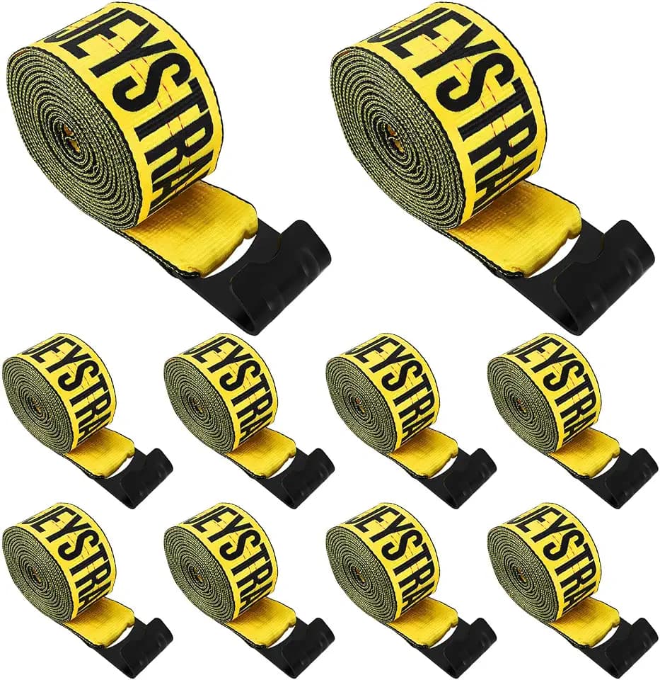 Yellow 4 Inch x 30 FT Heavy Duty Tie Down Straps - High Visibility Flatbed Trailer Straps with Flat Hooks, 6000 lbs Working Load / 18000 lbs Break Strength, 10-Pack for Truck & Cargo Securement