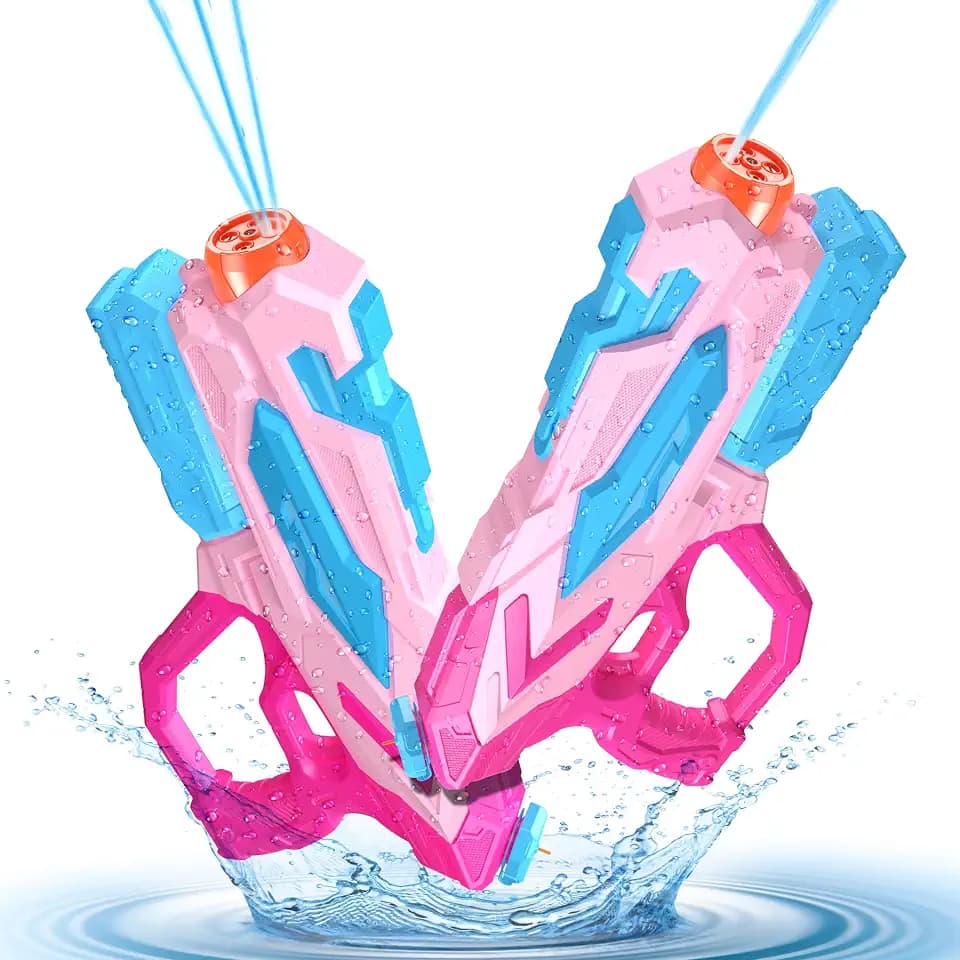 2 PCS Water Gun for Kids, Super Squirt Guns Water Soaker Blaster - 4 Shooting Modes Switch - 26 Ft Long Shooting Range - Summer Water Toys Gun for Boys Girls Adults Outdoor Pool/Garden - Pink