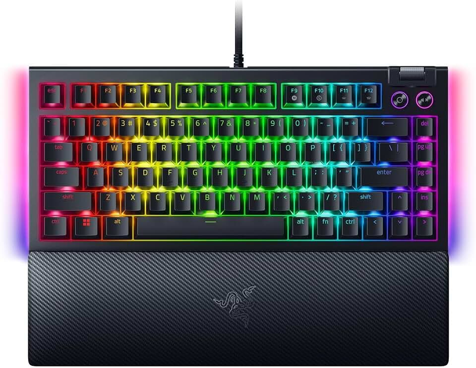 Razer BlackWidow V4 75% Mechanical Gaming Keyboard, Orange Tactile, Black
