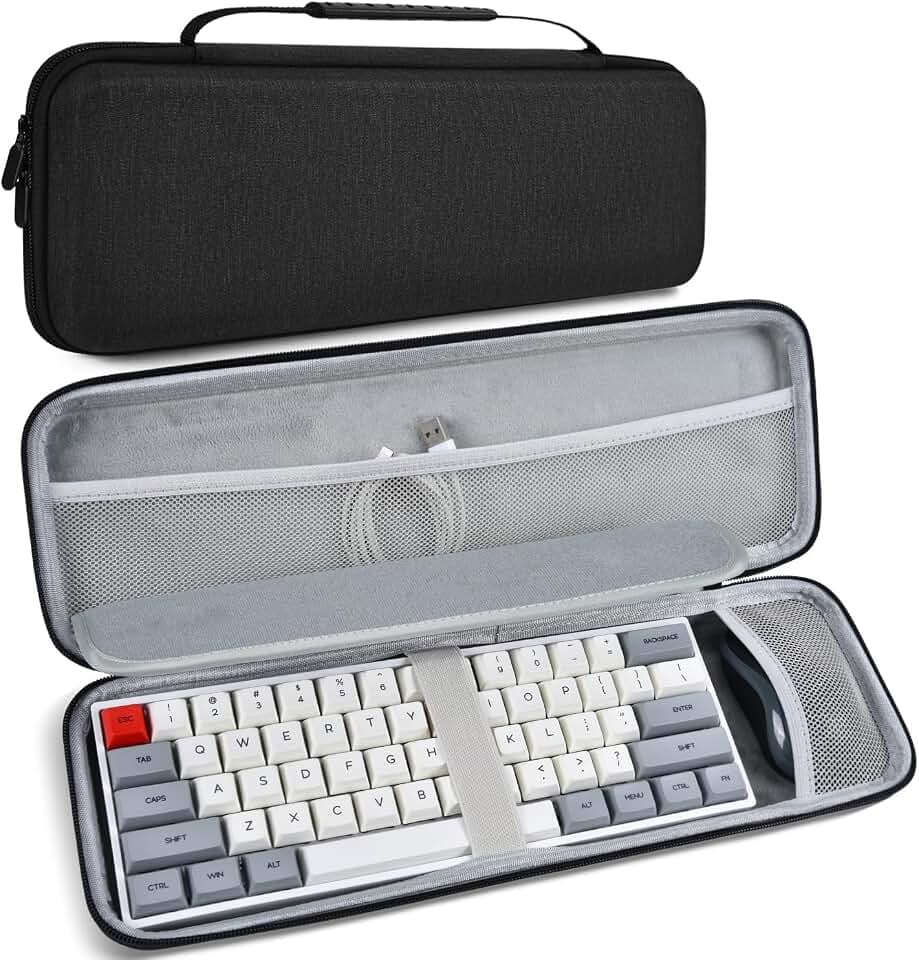 60% Keyboard Case, Hard Travel Carrying Case for 61 Keys Keyboard Cover, Compatible with MageGee Mini 60%, RK ROYAL KLUDGE R65, Snpurdiri 60%, Aula WIN60, Razer Huntsman 60% Keyboards Protector, Black