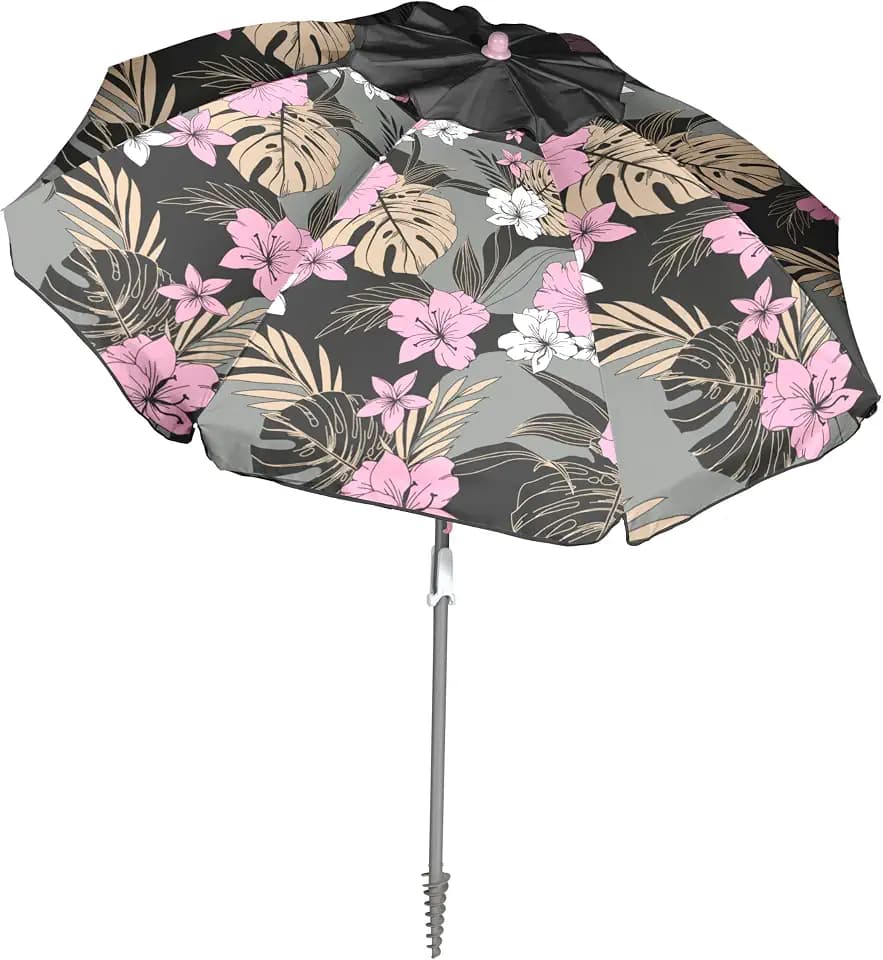 Roxy Beach Umbrella with UV 50+ Sun Protection – Adjustable Tilt, Windproof Design, Lightweight Portable Umbrella with Carry Bag – Perfect for Beach, Patio, or Outdoor Use
