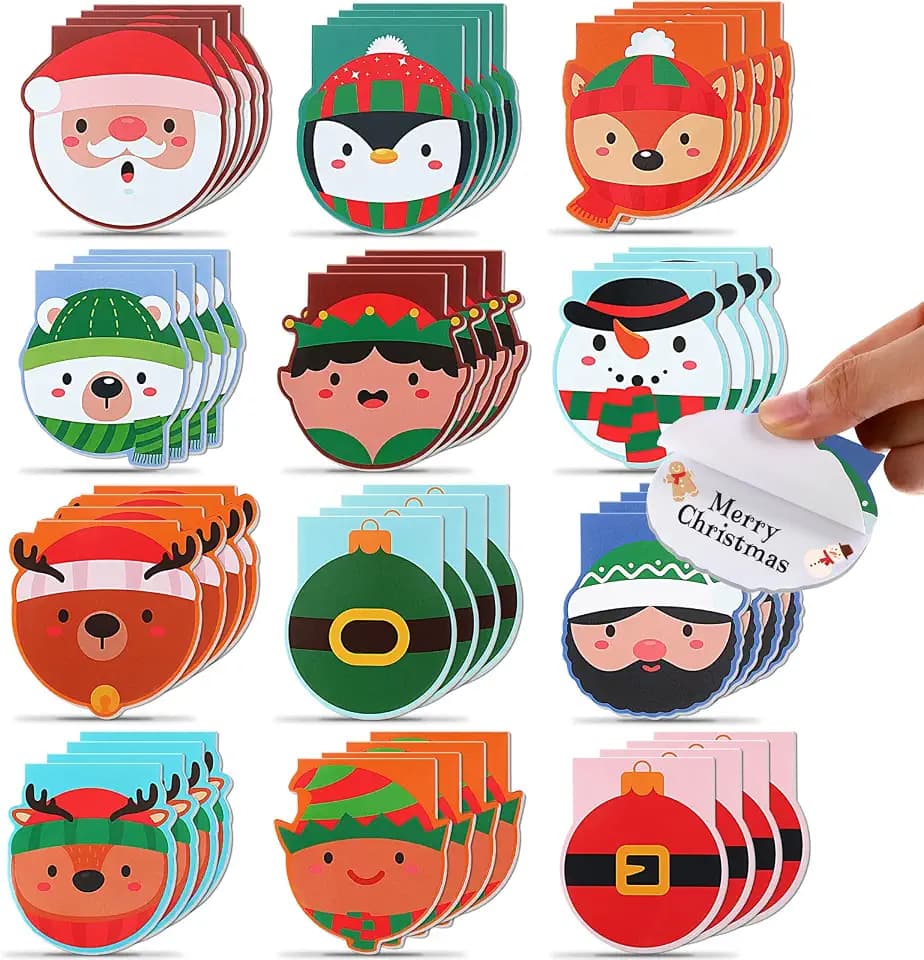 Faccito Weihnachten Mini Notizbuch 48 Stück, 2,4 x 3,9 Zoll, Einfacher Stil