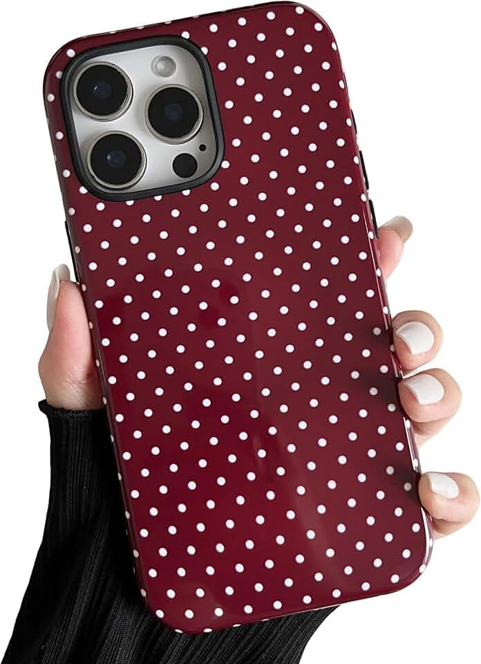 ZTOFERA for iPhone 16 Pro Max Case Fit for MagSafe, Dots Pattern-Wine Red