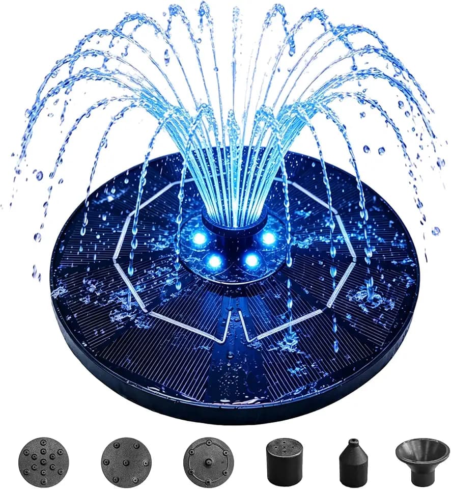 6.3" Solar Bird Bath Fountain with Color LED Lights