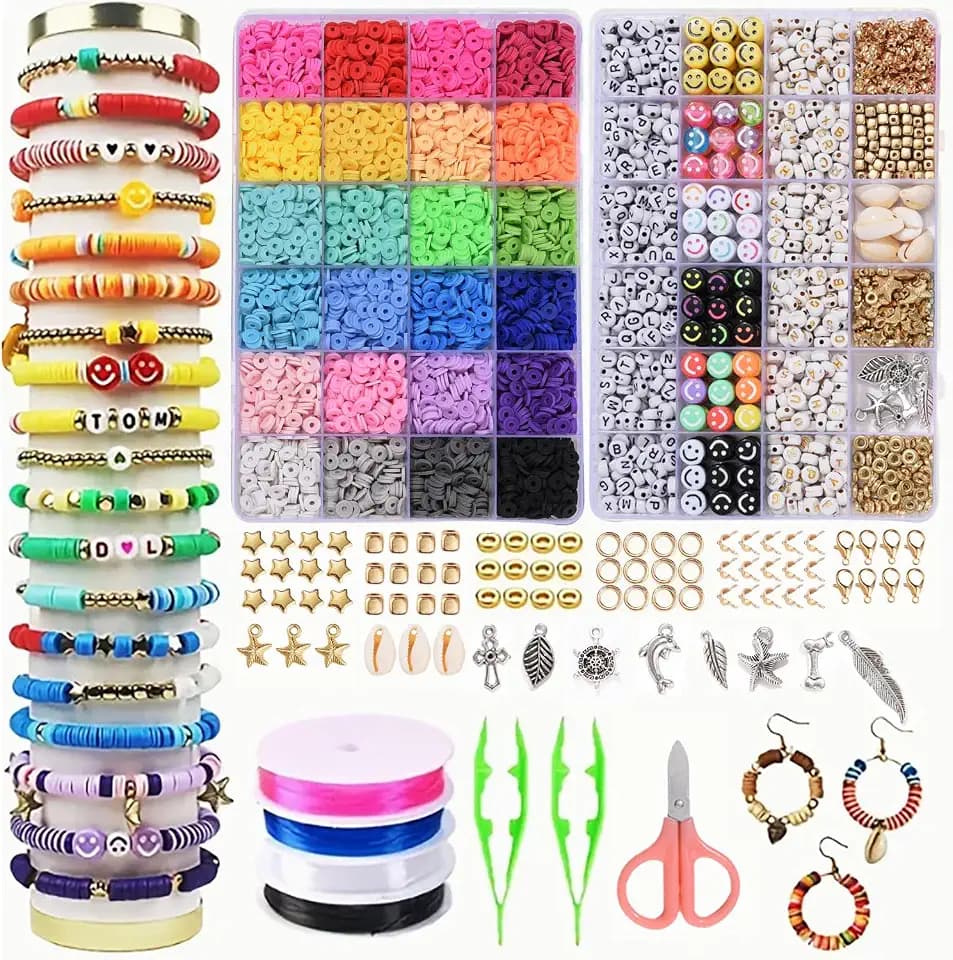 FIVAVA Clay Perlen Set – 8000+ Perlen zum Auffädeln, 24 Farben