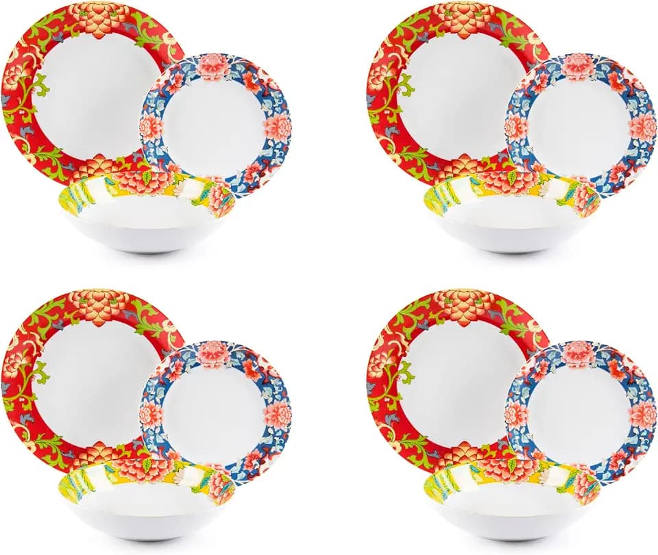 Excelsa Oriental Spring Tellerservice, 12-teilig, Porzellan, Set für 4 Personen, mehrfarbig