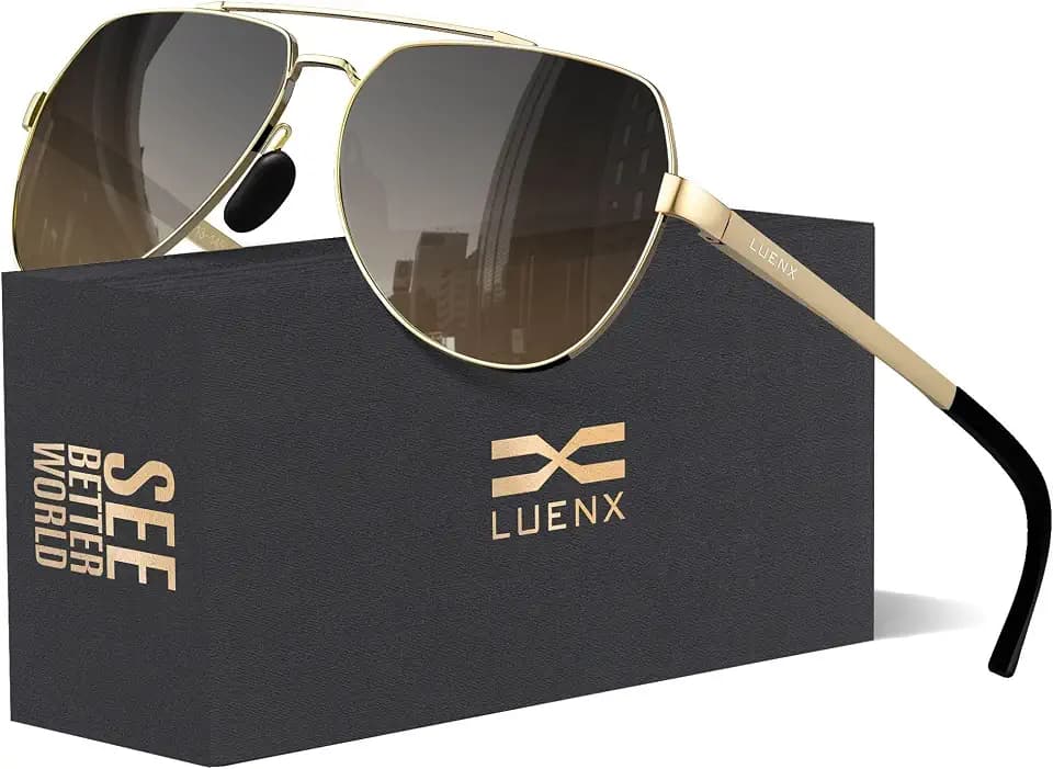 Luenx Aviator Polarized Sunglasses Men Women Classic UV400 Driving