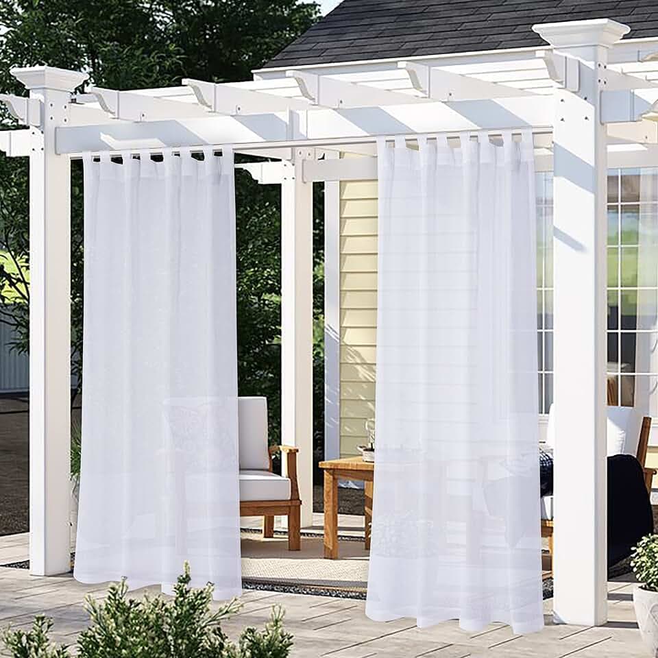 LORDTEX Burlap Linen Look Outdoor Curtains for Patio 2 Panels