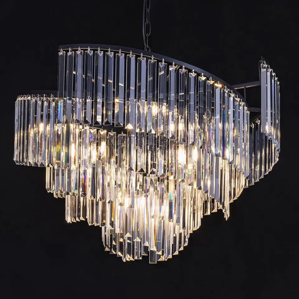 TOCHIC Black Crystal Chandelier, 9-Light Chandeliers for Dining Room 31.49"