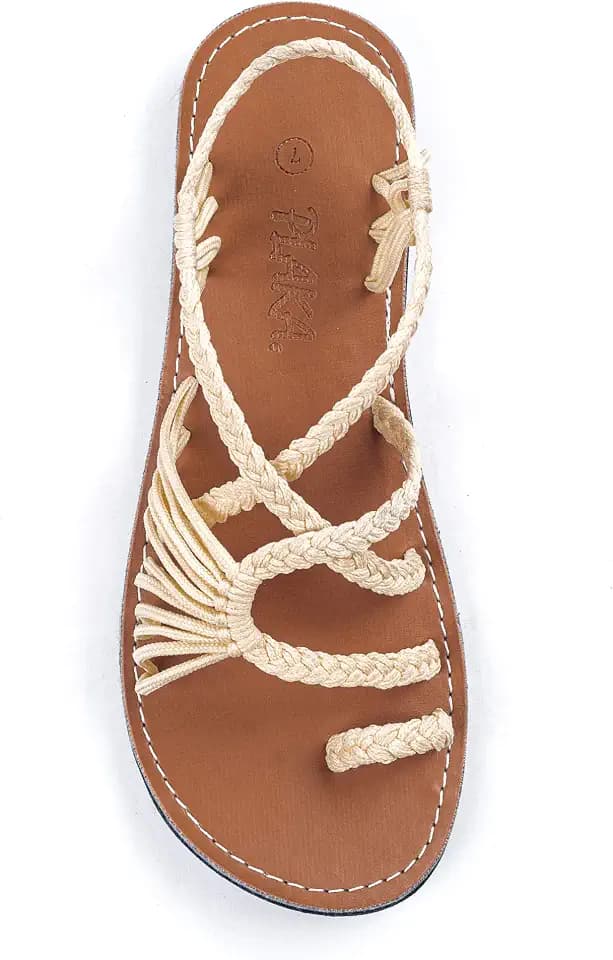 Plaka Palm Leaf Strappy Sandals for Women - Beach Summer Women Sandals