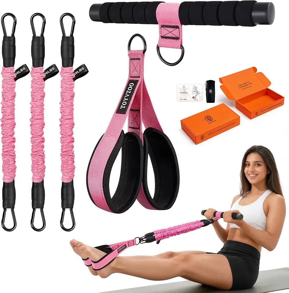 3-Tube Pedal Resistance Band w/Handles, 30/40LBS Sit Workout Gear