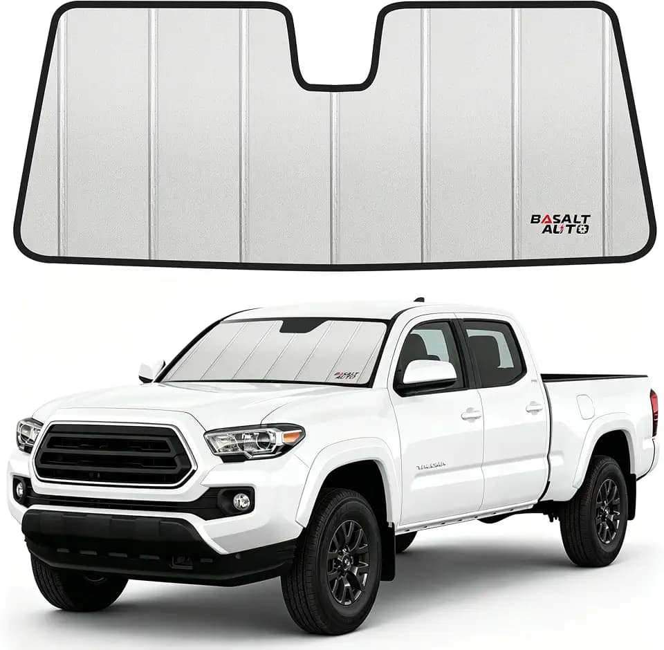 Windshield Sun Shade Deluxe Compatible for 2018-2023 Toyota Tacoma Silver Reflective 6 Layers Accordion-Folding Front Sun Visor
