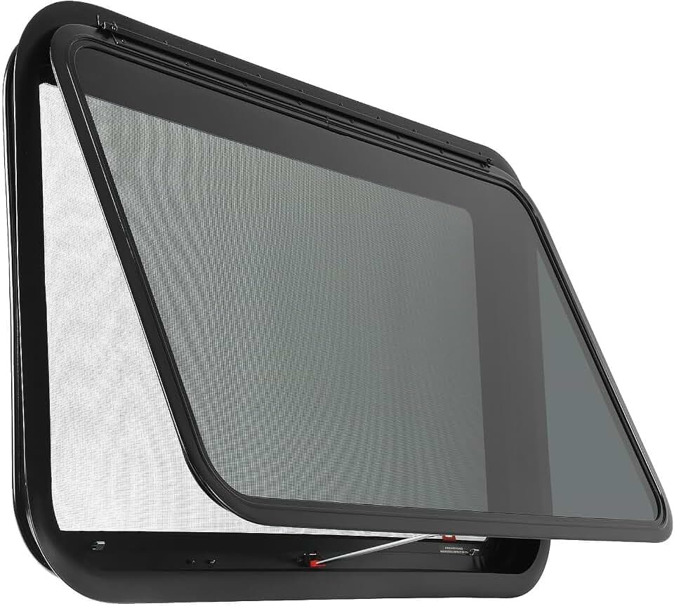 RV Exit Window, Tinted with Net Screen and Trim Ring