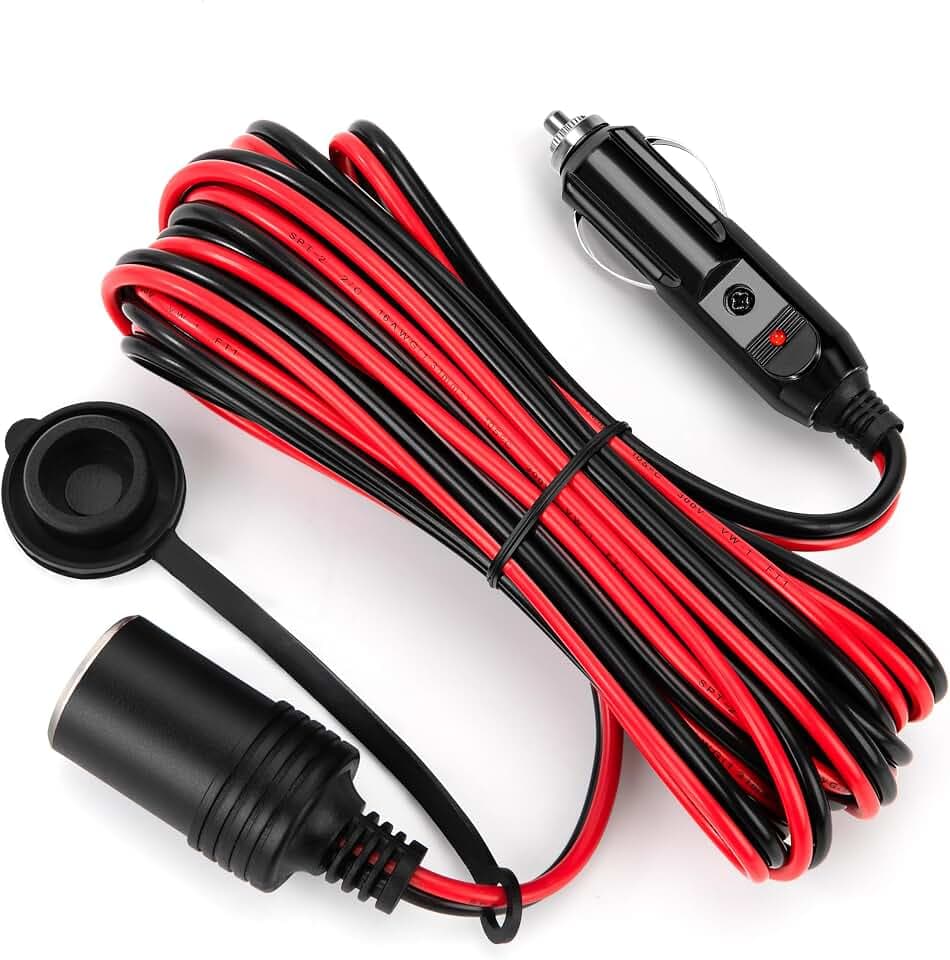 5M KFZ Verlängerungskabel Zigarettenanzünder Buchse Stecker Verlängerung 16AWG Kabel Wasserdicht mit 15A Sicherung für 12V/24V Strom Steckdose Adapter LKW Camping Wohnmobil