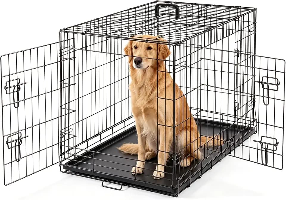 DUMOS 36 Inch Dog Crate, Foldable Small Medium Dog Cage Pet Kennel