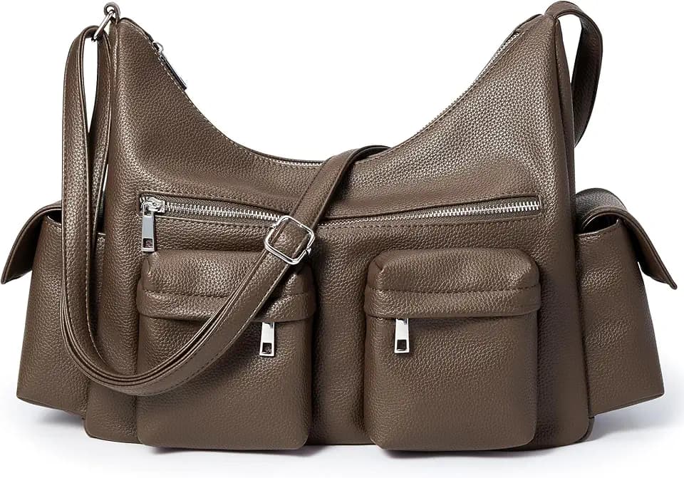KALIDI Y2K Shoulder Bag Casual Hobo Vintage Punk Vegan Leather Purse