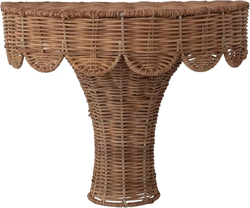 Creative Co-Op Hand-Woven Rattan Scalloped Wall Shelf, Natural