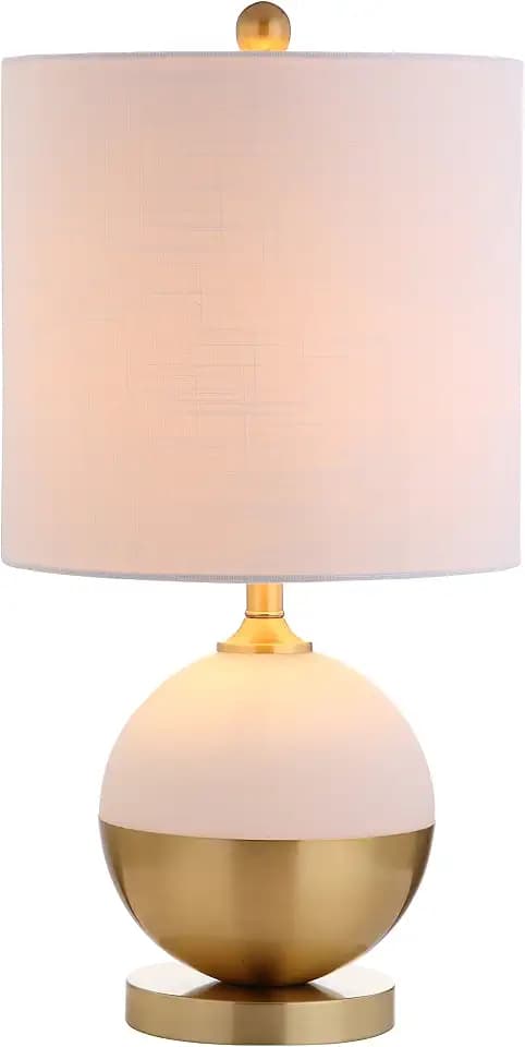 JONATHAN Y Carr Modern Table Lamp Ceramic Metal 23.5", White/Brass Gold