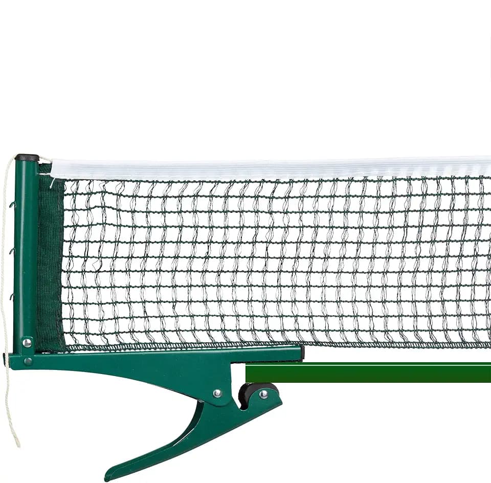 Relaxdays Tischtennisnetz, Ping-Pong-Netz, Metallklemmen, Outdoor, wasserabweisend, H x B x T: 15 x 174 x 2,5 cm, grün