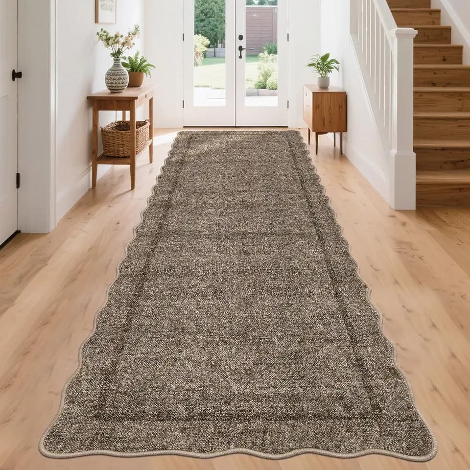 GarveeHome Scalloped Washable Runner Rug 2x8 Modern Non Slip Kitchen Runner