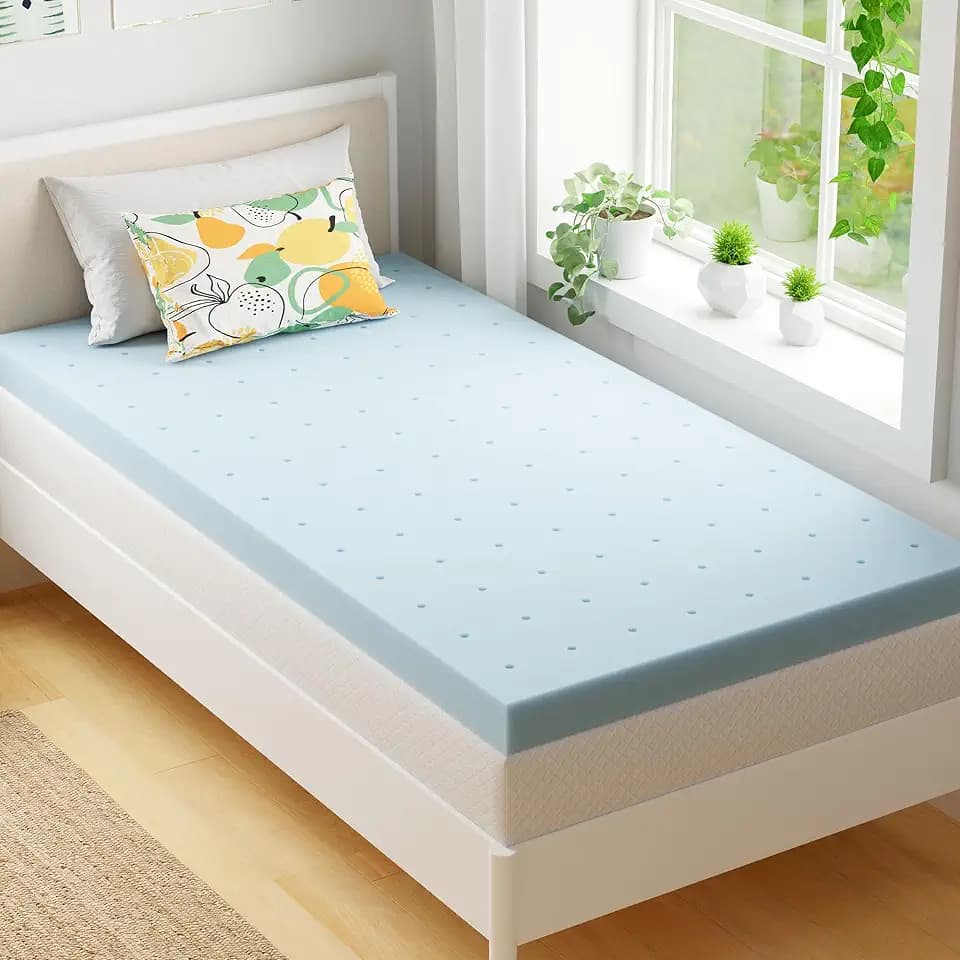 EGOHOME 3 Inch Twin Memory Foam Mattress Topper- Cooling Gel Infused