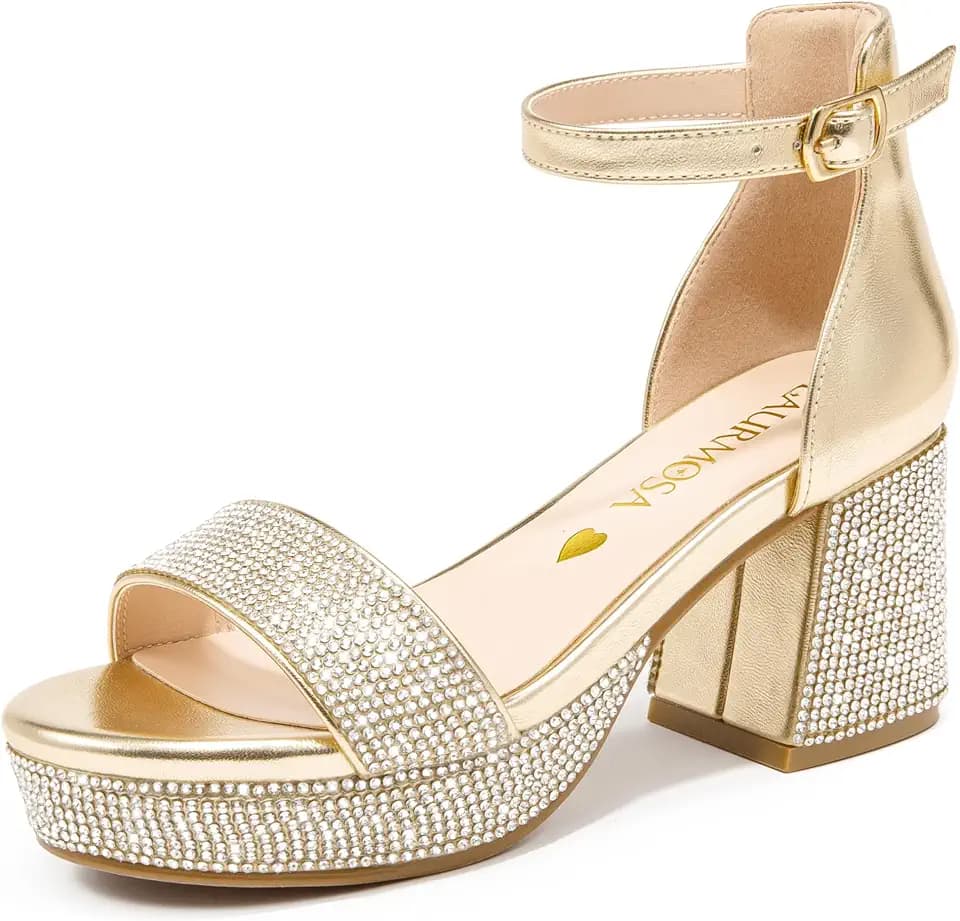 LAURMOSA High Heels for Kids Platform Girls Dress Shoes Flower Girl Shoes