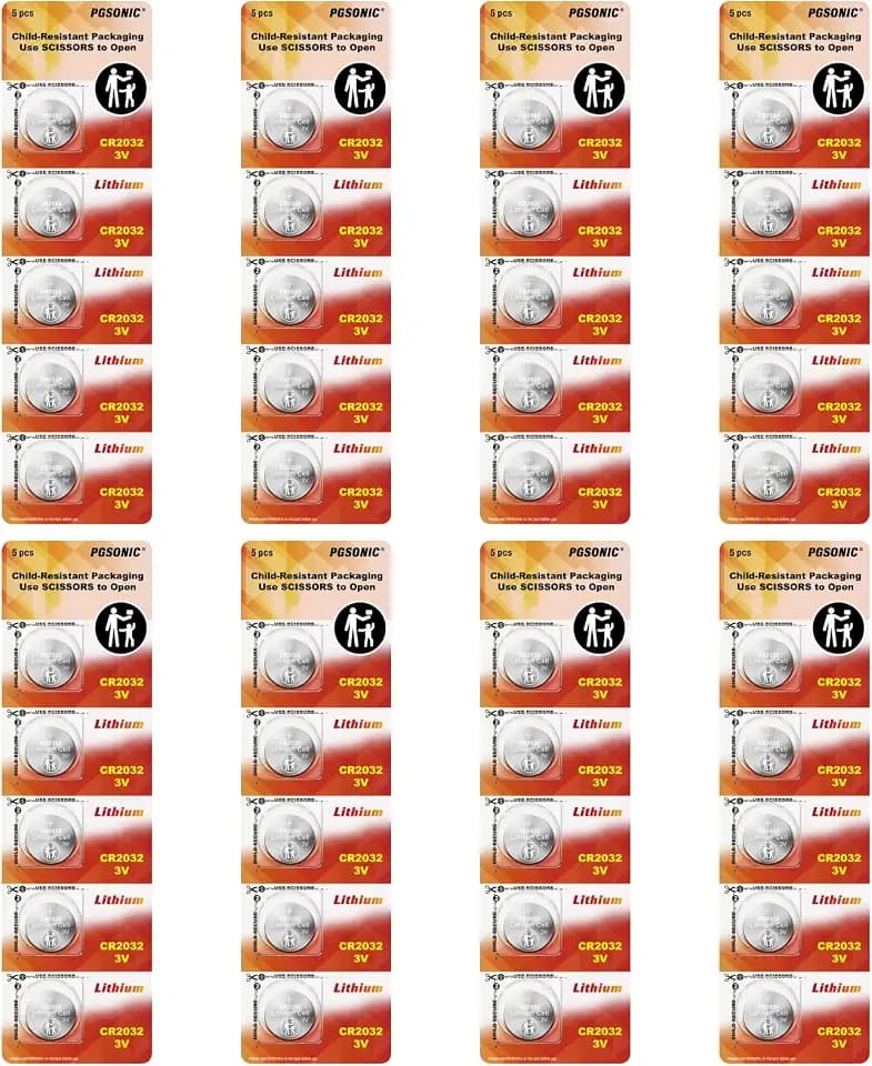 40 Pack CR2032 Batteries, 3V Lithium Coin Battery for Small Electronic Devices, 5 Year Shelf Life