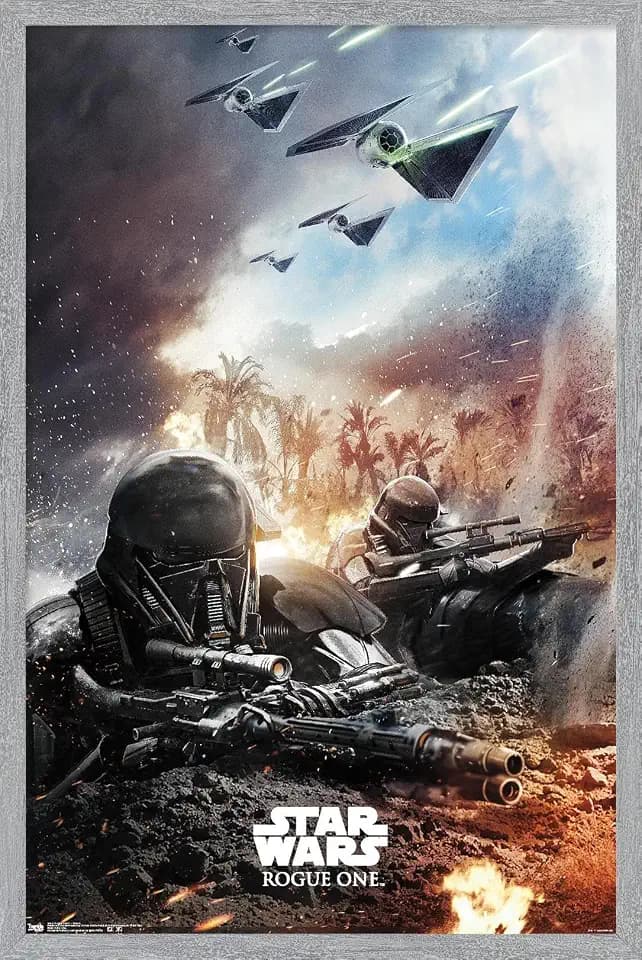 Star Wars: Rogue One - Trench Wall Poster, 34L" x 22.4W", Gray Framed Version