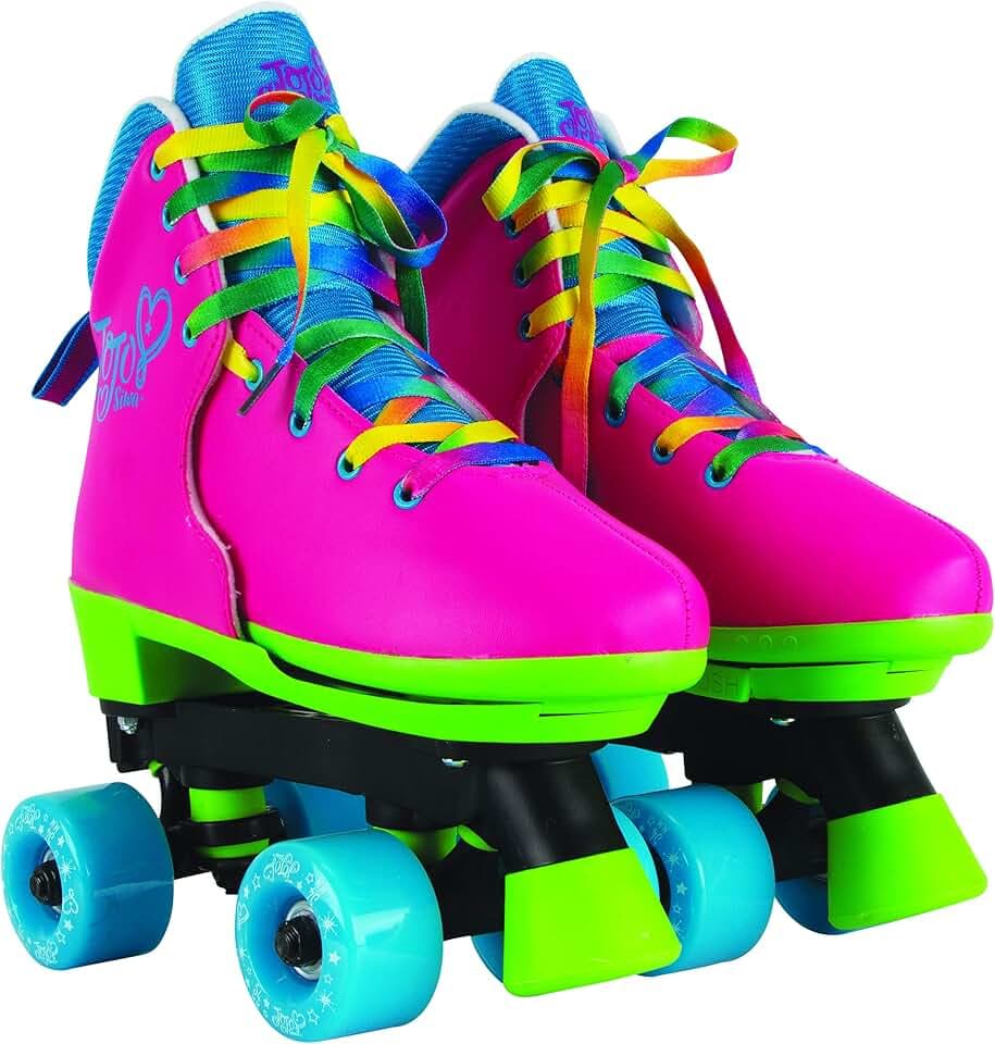 Circle Society Classic Adjustable Roller Skates for Children – JoJo Siwa Rainbow Design Perfect for Indoor and Outdoor Use – Available in Sizes 3-7 for Ultimate Fun and Comfort