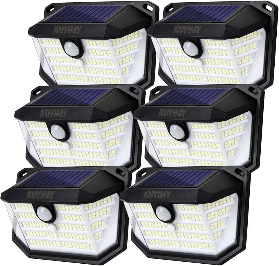 Solar Outdoor Lights, 230 LED with Motion Sensor and 3 Modes, IP65 Waterproof, 270° Wide Angle Light, Easy-to-Install Intelligent Security Wireless Wall Lights for Patio, Front Door(6 Pack)