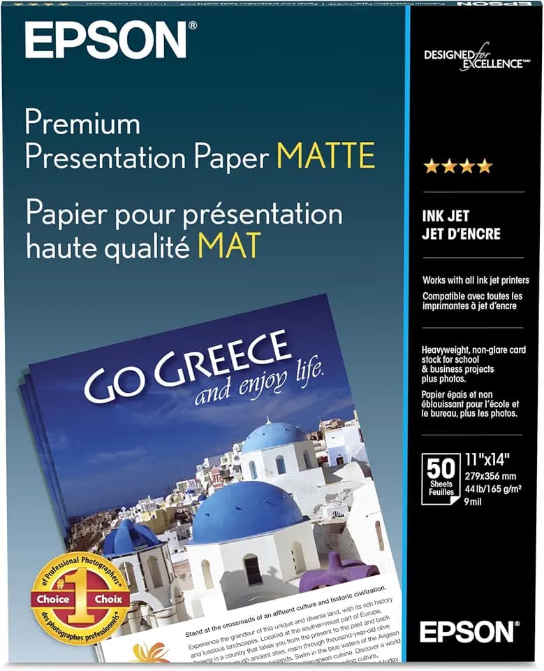 Epson Borderless Matte Paper Bright White 11 x 14 in (S041468)