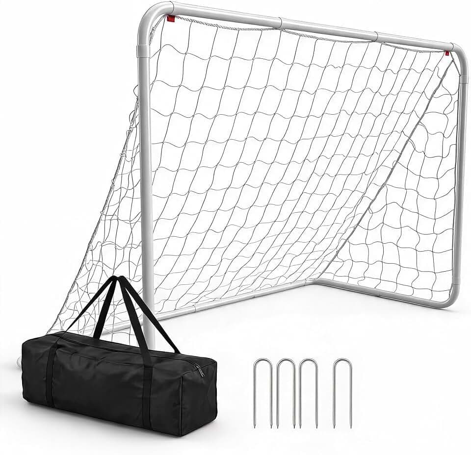 Garvee 12Ft/10Ft/8Ft/6Ft Soccer Goal for Backyard, Heavy Duty Galvanized Steel Frame Soccer Goal with Foam Padded Posts, Large Portable Soccer Net with Velcro Design, Weatherproof Outdoor Training
