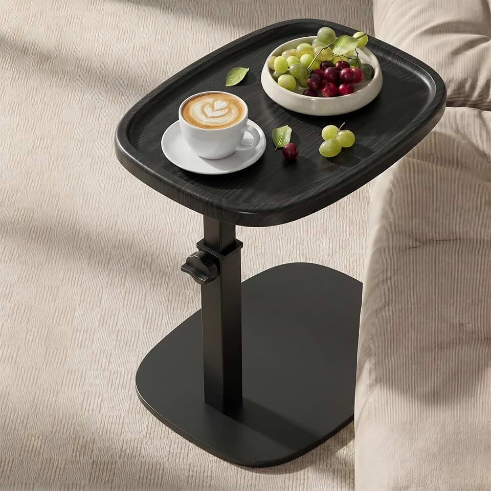 VASAGLE C Side Table Adjustable Height, Couch Sofa End Table, TV Tray