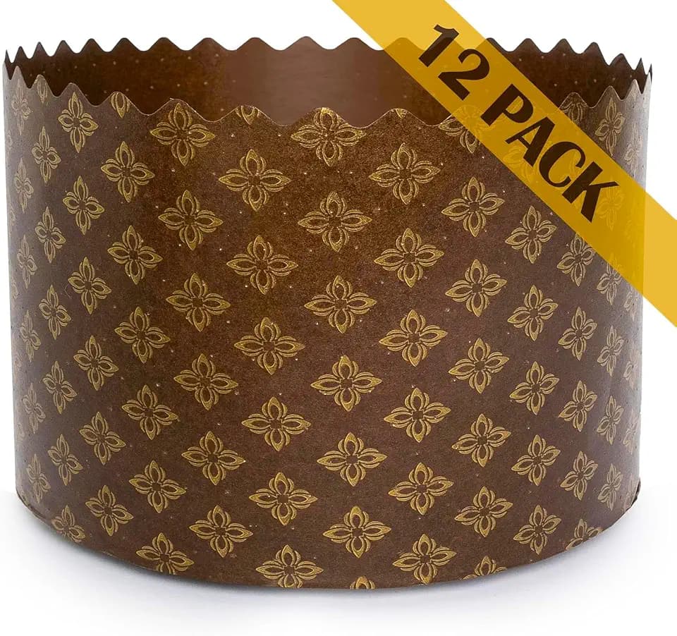 Kulich-Form, Paska-Osterbrotformen, 340 ml, 12 Stück, Brotpapierform, antihaftbeschichtet, Panettone-Papier-Backformen, universelles braunes Design