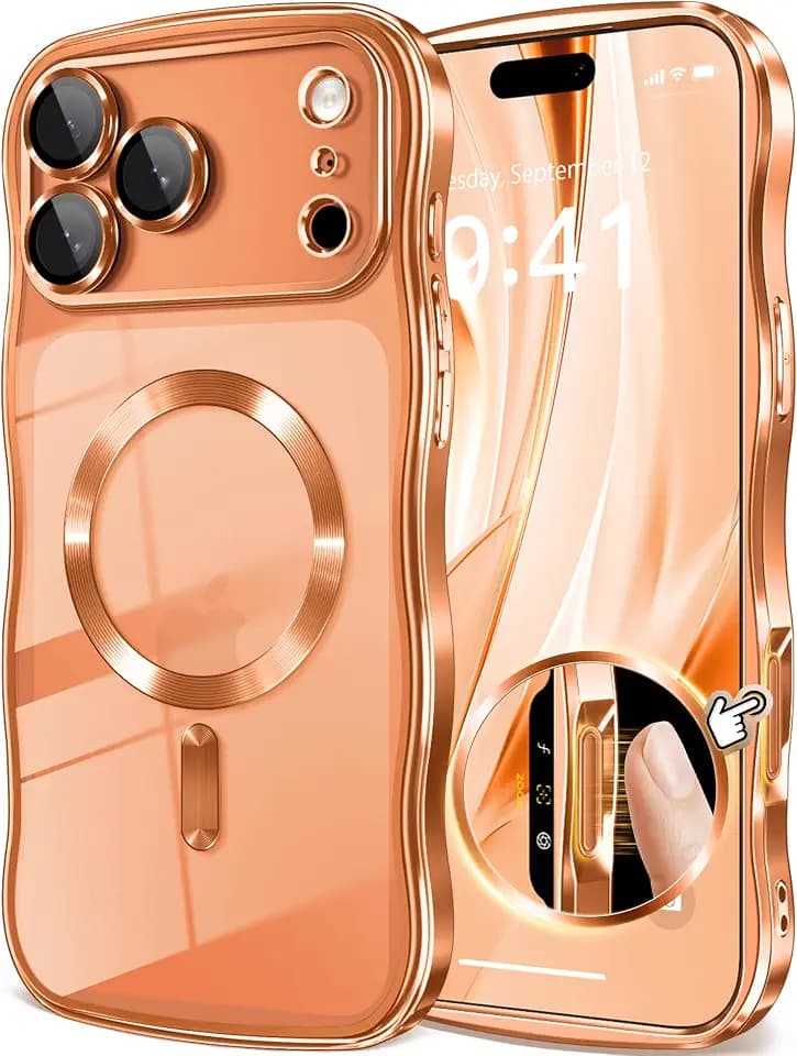 GVIEWIN for iPhone 17 Pro Max Case Compatible with MagSafe Cute Wave Frame