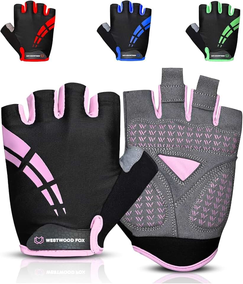 Westwood Fox Fahrradhandschuhe für Herren und Damen Halbfinger-Gel-gepolsterte rutschfeste Mountainbike-Handschuhe atmungsaktive Stoßdämpfung griffige Handfläche